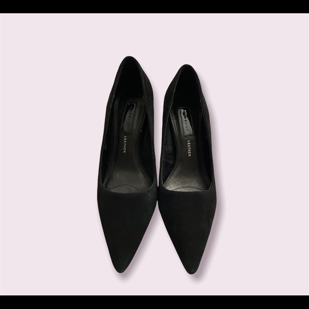 Topshop Leather Black Pump Heels Size 6